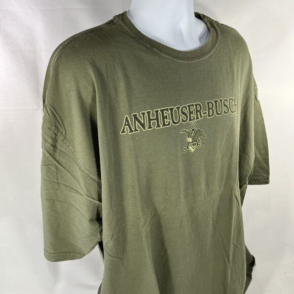 VINTAGE ANHEUSER BUSCH SHIRT MENS 2XL OLIVE GREEN DOUBLE SIDED 2004 Y2K BEER TEE - Picture 8 of 12